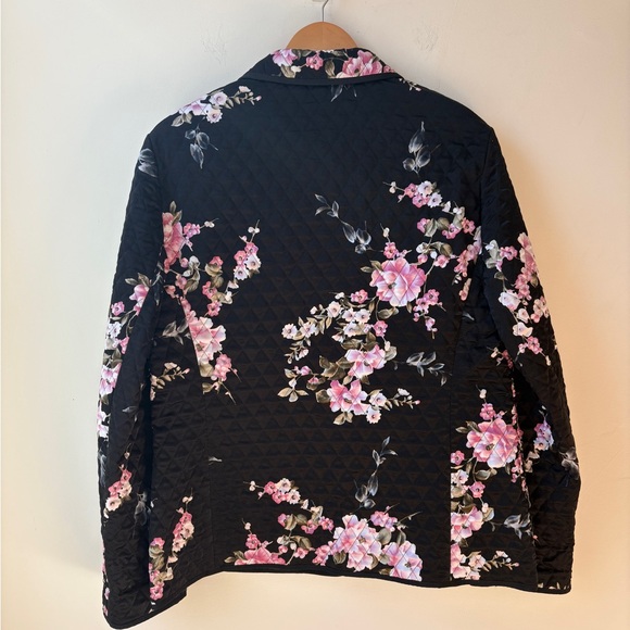 Basler Black Quilted Blazer Floral Print - Picture 12 of 13